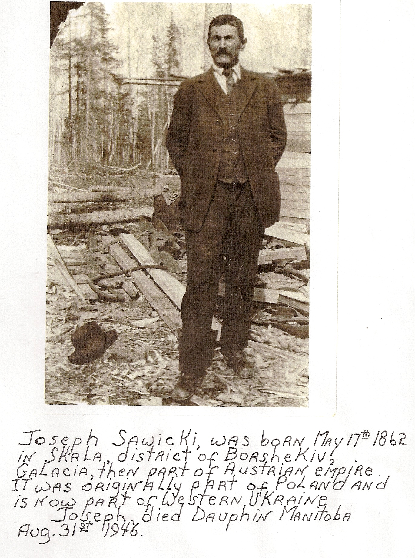 Joseph standing by construction - with info