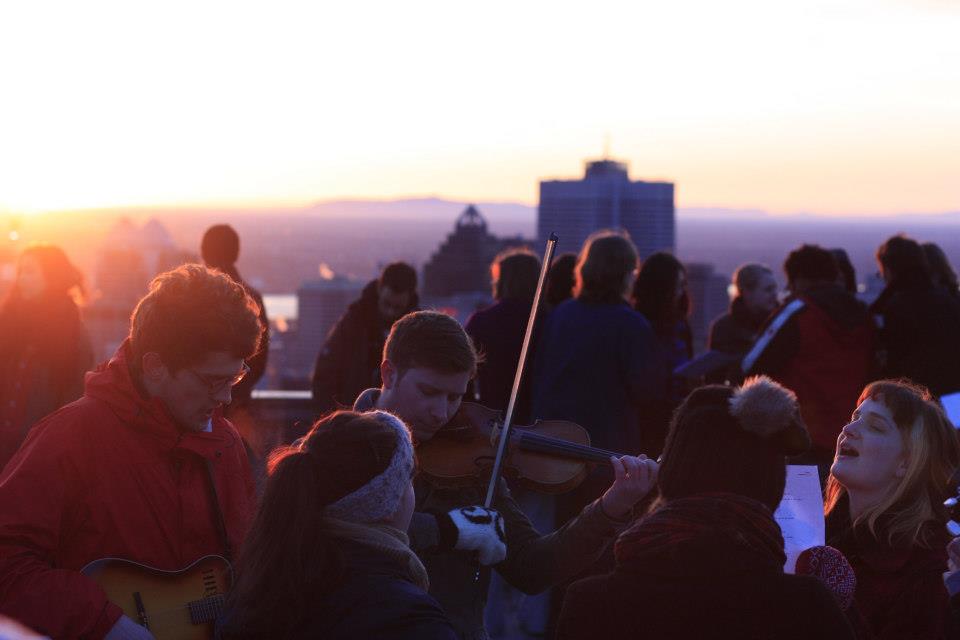 Sunrise service in Montreal 2013-violin playing