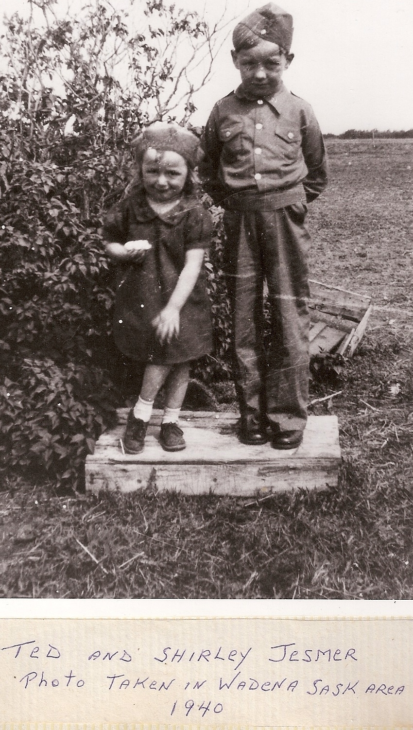 Ted and Shirley standing on stand 1940