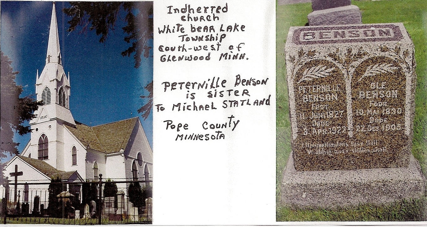 Peternille Micheals sis -headstone and church
