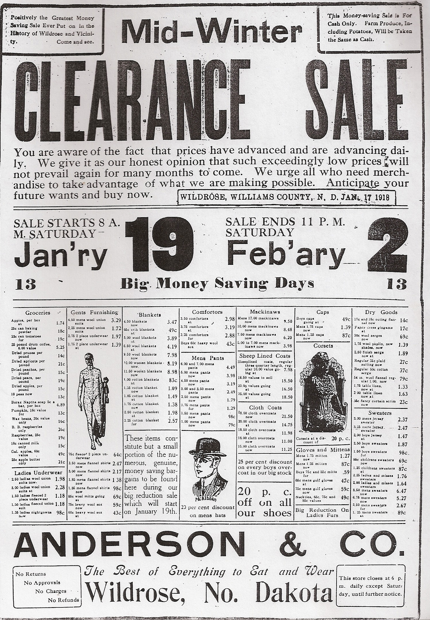 clothing advertising 1918