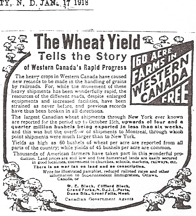 free land advertising 1918