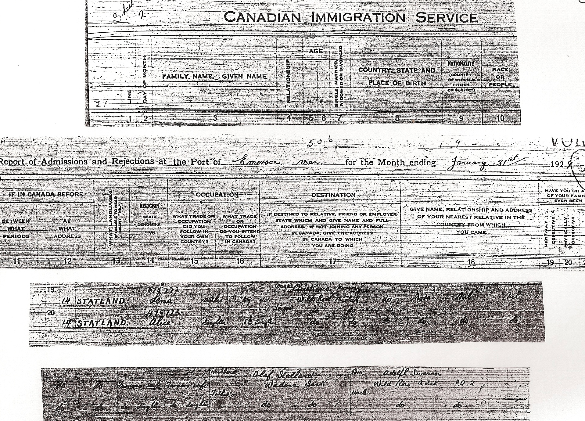 Actual immigration documents-set of 4