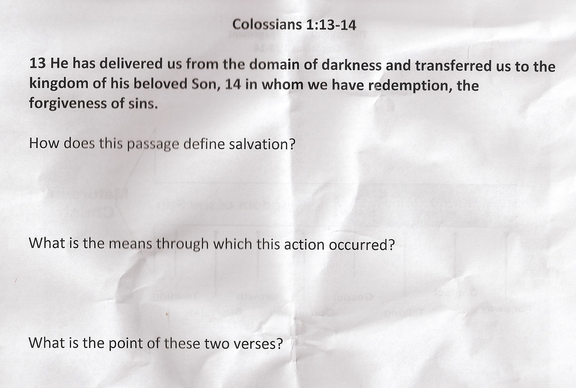 Colossians questions