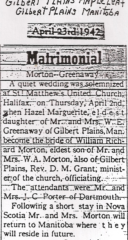 Wedding annoncement of Willie morton
