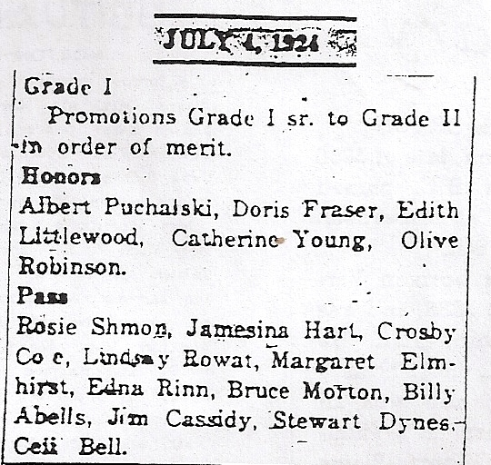 Bruce morton school info 1924