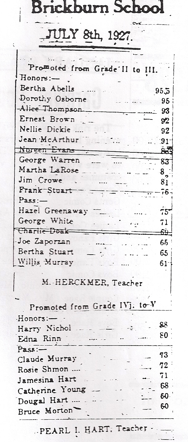 Bruce school info 1927