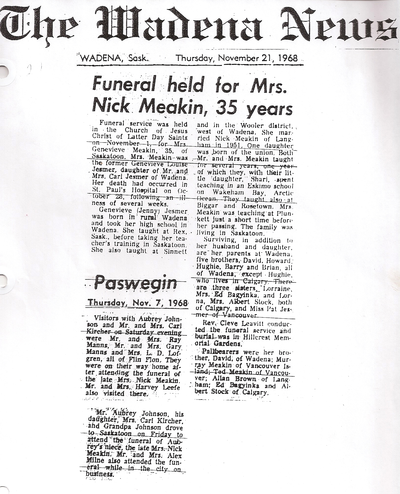 Genevieves obituary