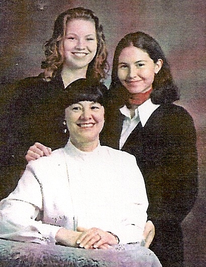 Pat and daughters in 1993