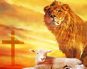lion cross and lamb