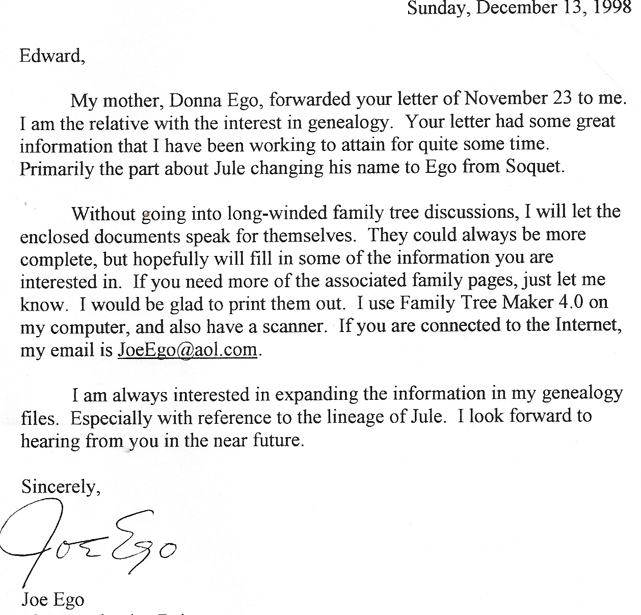 1- letter joe ego 1998 no address