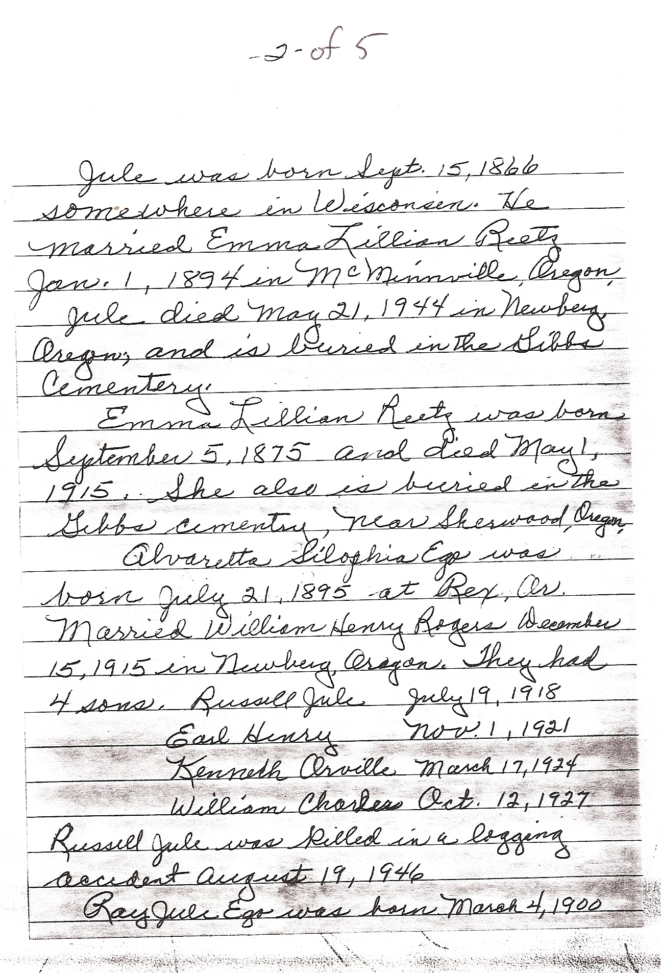 Hand written letter pg 2  of 5