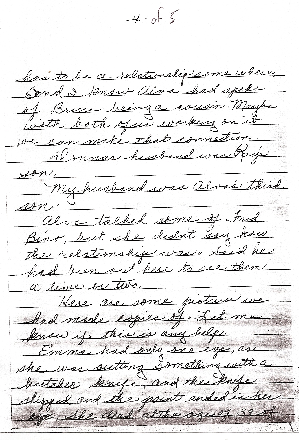 Hand written letter pg 4 of 5