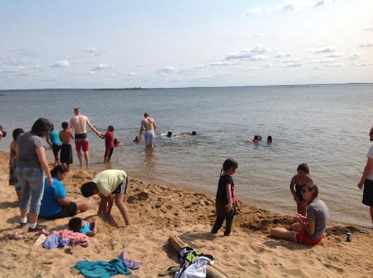 on the beach playing at round lake 7-2014