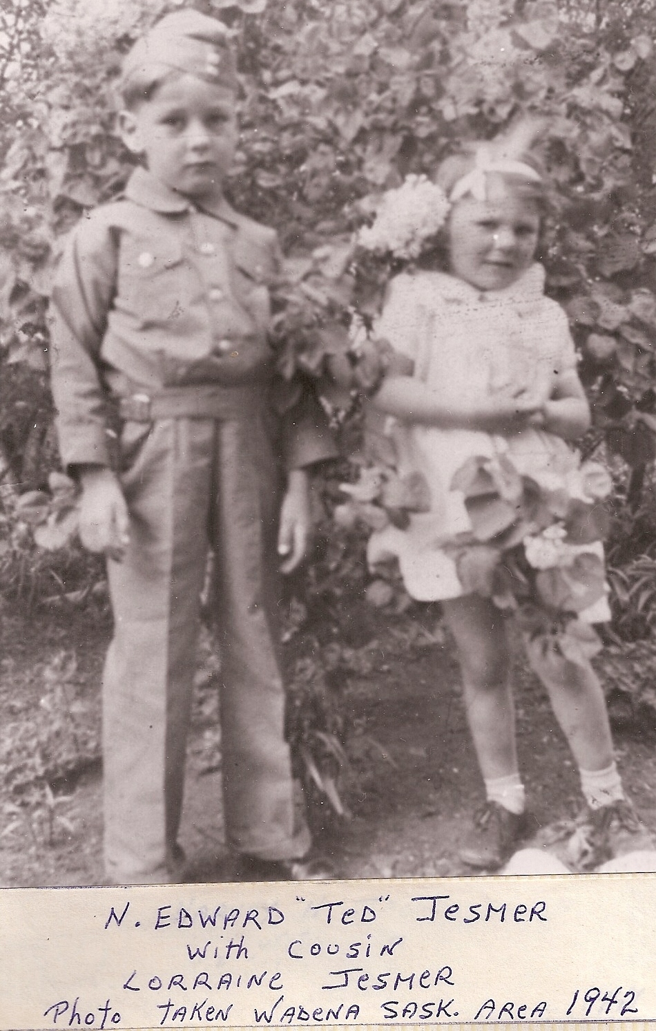 Ted and cousin in 1942 at 6 yrs old