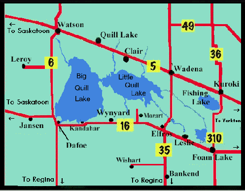 map of quill lake area