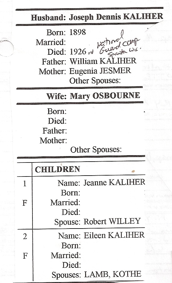 Joseph and Mary Kaliher info page