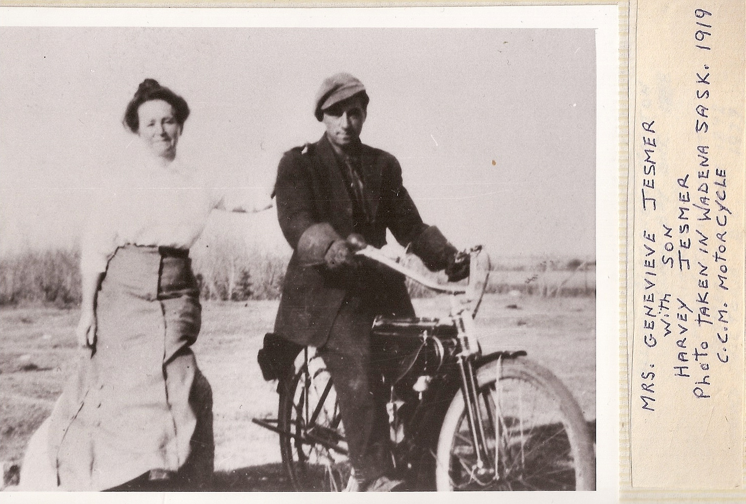 Jen and harvey jesmer on motorcycle 1919