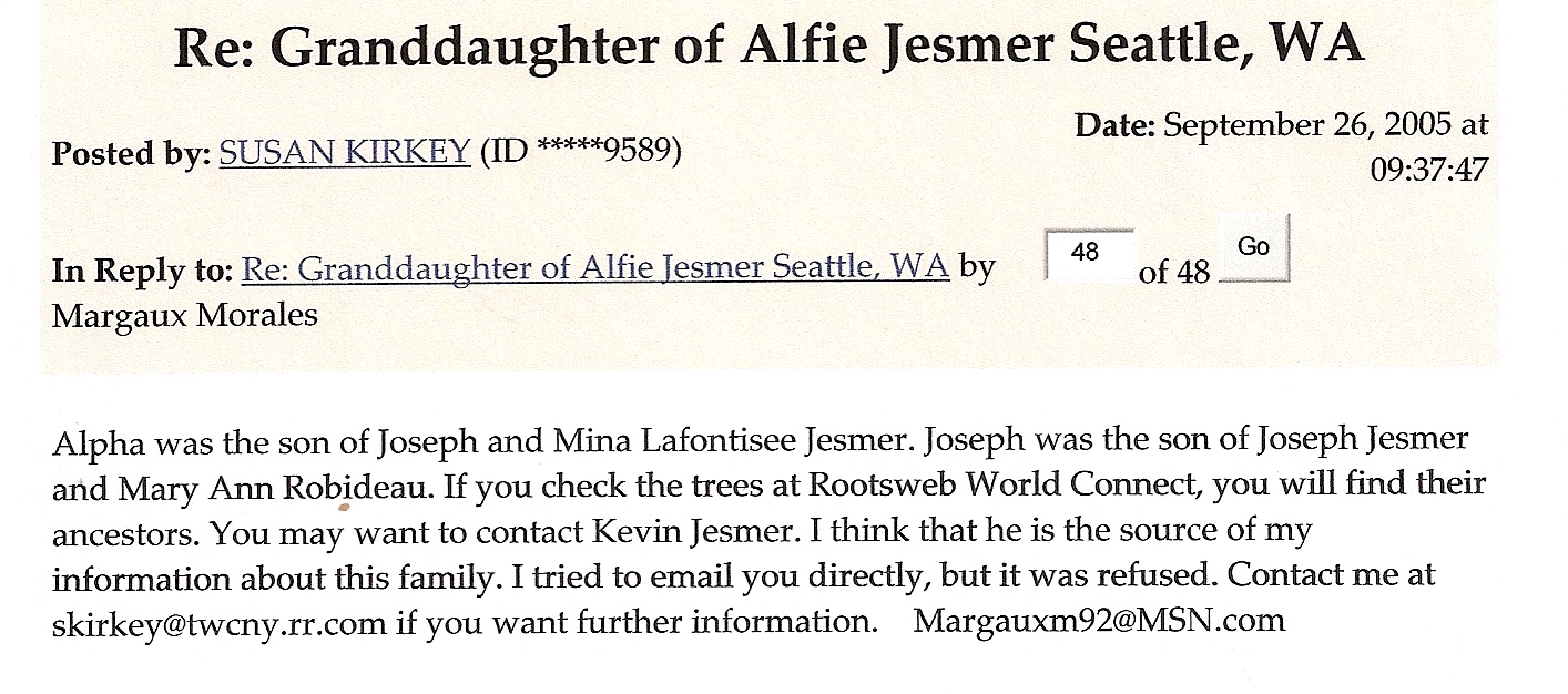 email about Alphie Jesmer
