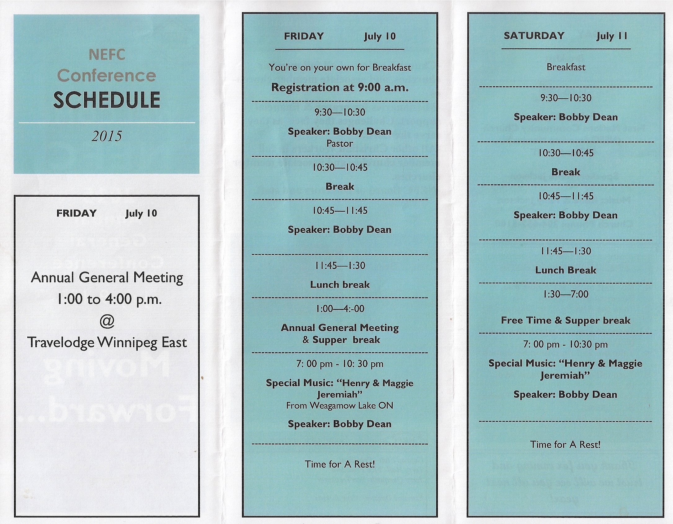 nefc conference schedule 2015