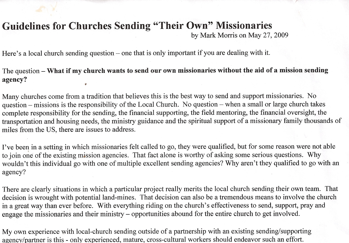 Guidelines for sending churches p1
