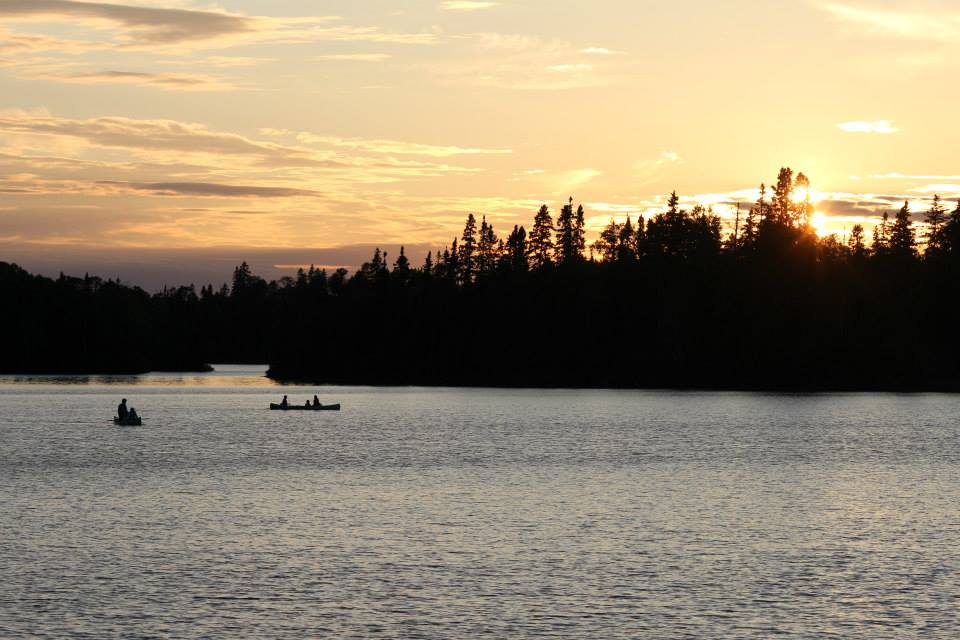 canoing in the evening