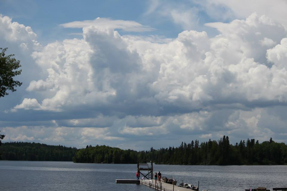 dock and clouds
